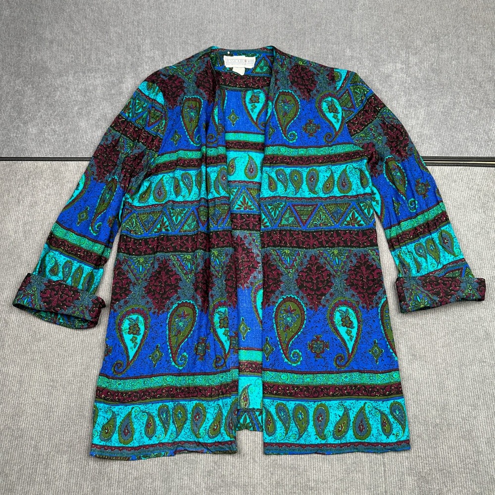 Vintage Jessica Howard Mitchell Rodbell Paisley Open Front Cardigan Jacket Boho